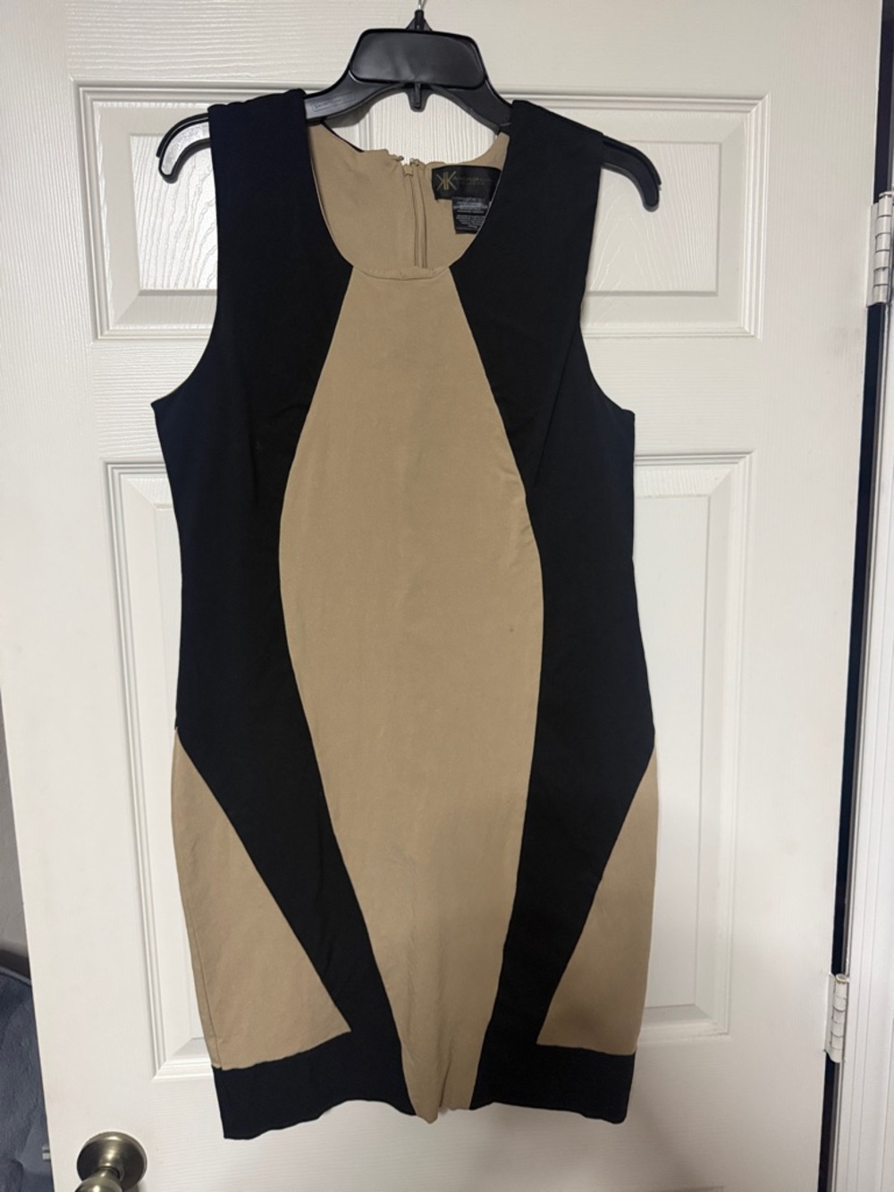 Kardashian Kollection Black and Tan Colorblock Mini Dress